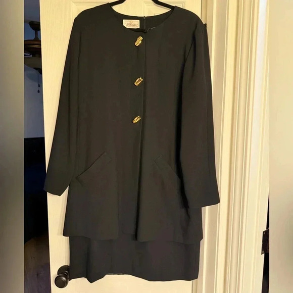 Worthington Black Dress With Gold Buttons Vintage Size 14 - Picture 5 of 5